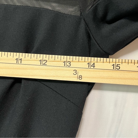 Vtg BEBE Sexy Black Bodycon Mini Dress NWT Sz S/P Sheer Mesh Detail 3/4 Sleeve - Picture 14 of 16